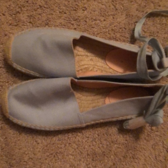 New J Crew Canvas Espadrille Flats Blue 9.5 - Picture 4 of 6